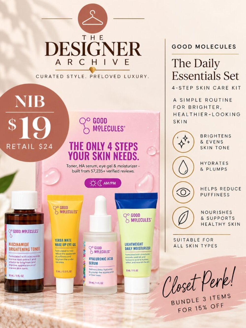 NIB Good Molecules The Daily Essentials Set, 4-Step Skin